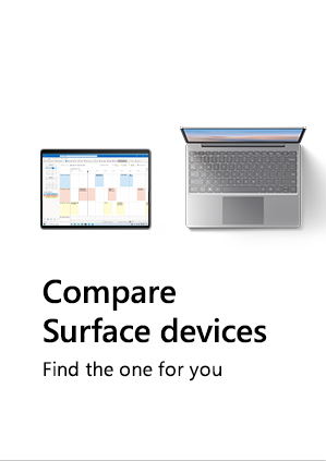 Compare Surface devices. Find the one for you. Image of Surface Pro X and Surface Laptop Go devices.