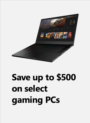 Save up to $500 on select gaming PCs. Image of Razer Blade 15 Advanced Edition.